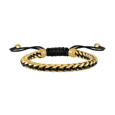Bulova Jewelry Gold Icon Steel & Cord Bracelet