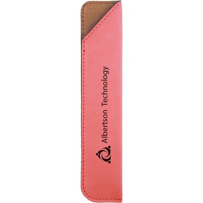 Engraved Pen Case - Single - Pink, Leatherette - 6-1/2" x 1"