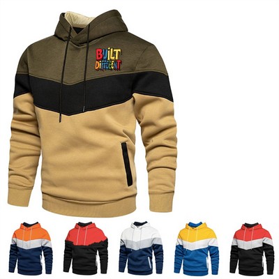 Men's Color Blocking Pullover Fleece Hoodie Sweatershirt