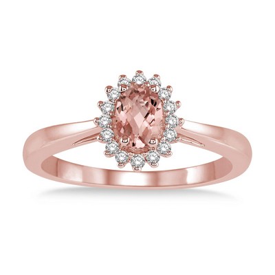Jilco Inc Oval Morganite And Diamond Ring - Size 6