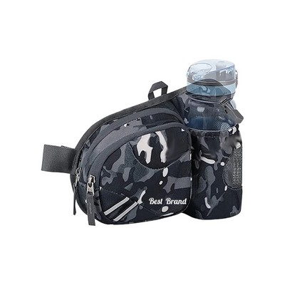 Portable Nylon Hiking Waist Bag for Outdoor Adventures with Water Bottle Pocket