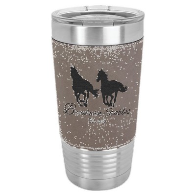 Polar Camel 20 oz. Gray Leatherette Tumbler with Clear Lid