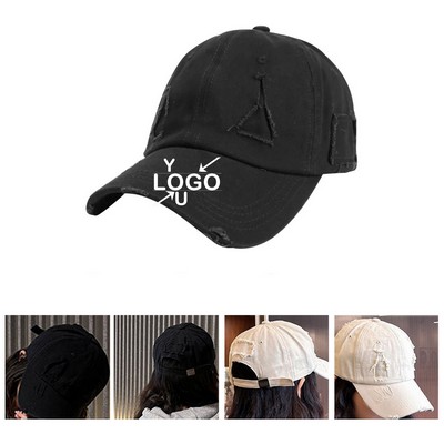 Distressed Denim Worker Cap