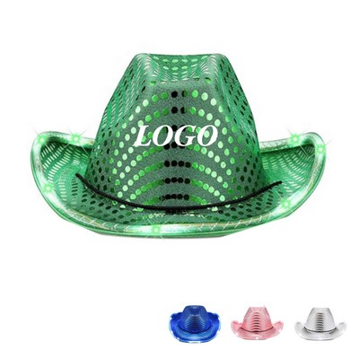 St. Patrick'S Day Led Light-Up Sequin Cowboy Hat