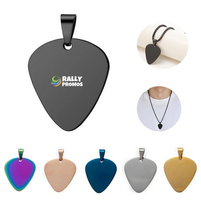 Custom Engraved Laser Stainless Steel Guitar Pick Pendant