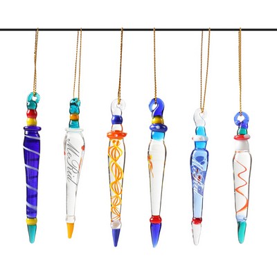 Multicolored Glass Icicle Christmas Ornaments