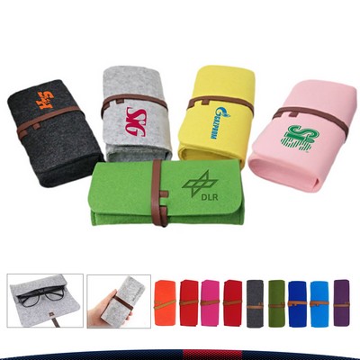 Skopee Reversible Felt Roll-Up Glasses Pouch