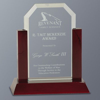 Gateway Clip Corner Jade Glass on Rosewood Finish Base, Medium (6-3/4" x 8")