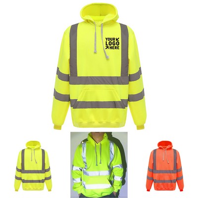 Reflective Pullover Hoodie w/ Kangaroo Pocket