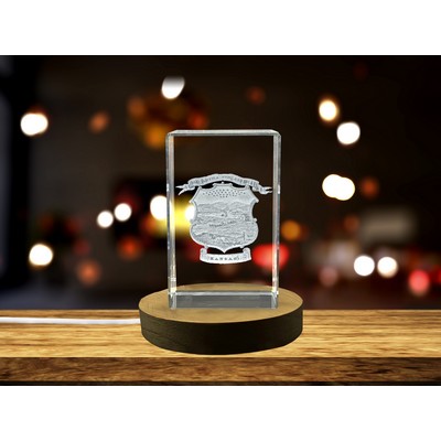 Kansas State Coat of Arms Engraved Crystal Trophy Award w/LED Base Light