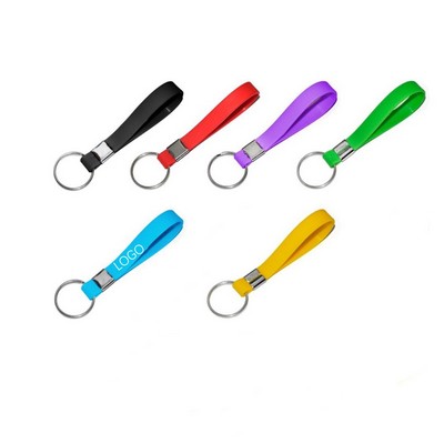 Screen Printed Silicone Wristband Keychain