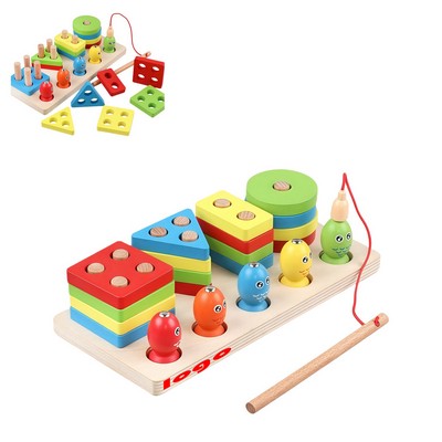 Wooden Sorter Stacker Toddlers Puzzles Toy Montessori Color Sorting Preschool Geometric Shapes Toy