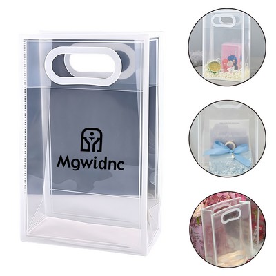 White Transparent Gift Bags for Cosmetics Wedding Favors Elegant Plastic Handbags 9.4x5.9x3.1"
