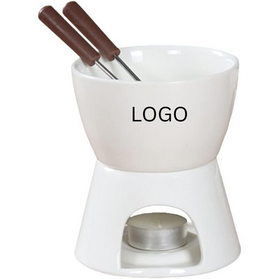 Personal Ceramic Fondue Set with Forks