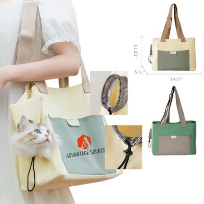 Large Canvas Pet Travel Tote W/Reinforced Base