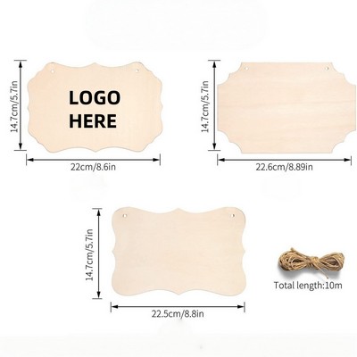 Hanging Blank Wood Sign w/Hemp Ropes