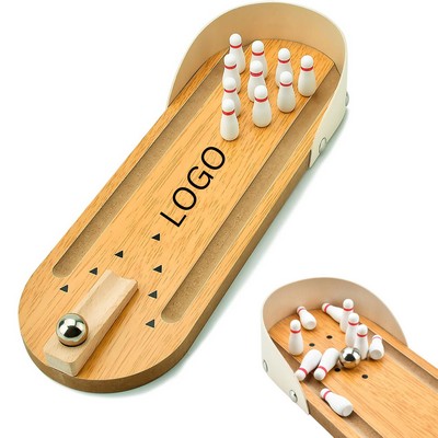Executive Wooden Desktop Bowling Game Set