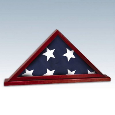 Rosewood Finish Flag Display Case w/Base Attached