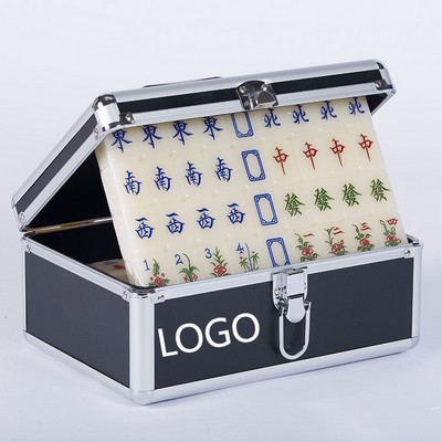Premium Ivory Yellow Acrylic Mahjong Game Set with Aluminum Case