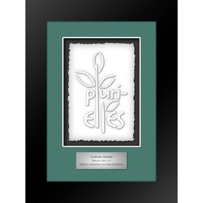 Teslin (Vertical) - Cast Paper Raised Image - Shadowbox Award - Black Frame