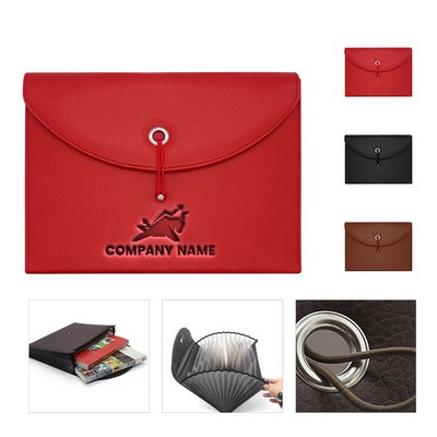 PU Leather Expandable Accordion File Organizer
