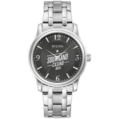 Bulova Men's Silver-tone Bracelet Watch with Black Dial