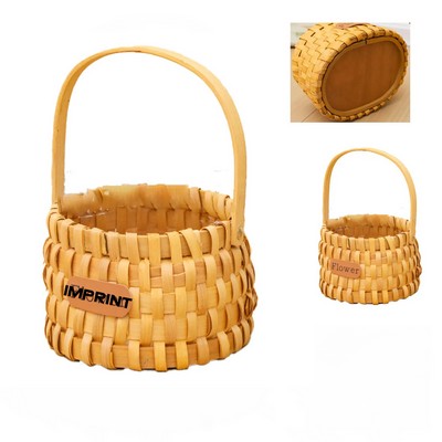 Round Woven Thickened Bamboo Basket