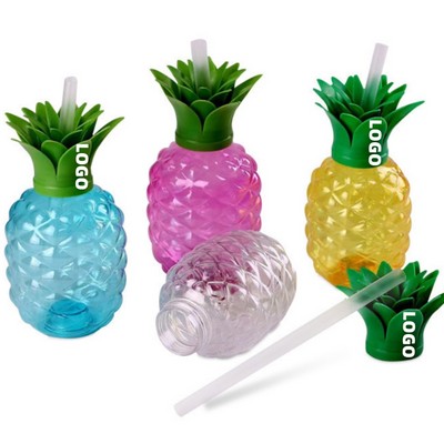 17oz Custom Pineapple Shaped Plastic Bottle w/Lid
