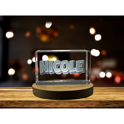 Nicole 3D Engraved Crystal Trophy Award w/LED Base Light
