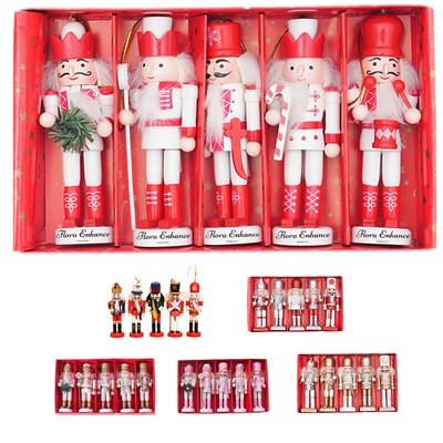 5" Christmas Wooden Nutcracker Ornaments 1 Set