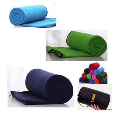 Poly-Fleece Envelope Sleeping Bag Liner & Travel Blanket in Pouch
