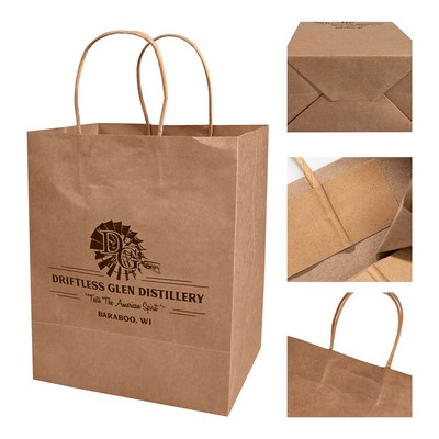 Natural Kraft Paper Shopper Tote Bag (8" x 4 3/4" x 10 1/4")