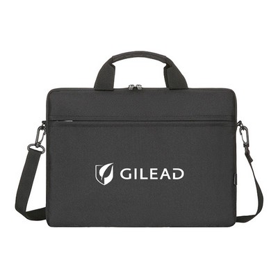 Custom Printed Nylon Laptop Bag with Shoulder Strap, and Extra Zippered Pocket (14" x 10" x 0.8")