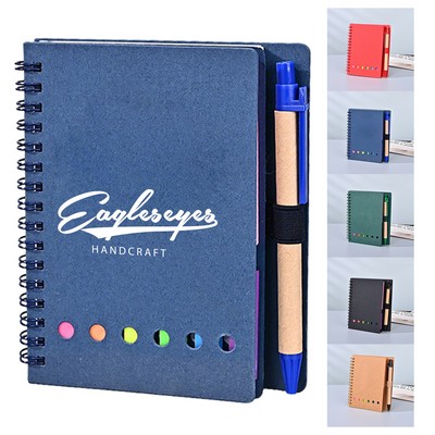 Spiral-bound Pocket Notebook with Sticky Notes and Pen