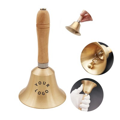 Solid Brass Hand Bell With Wooden Handle For Attention