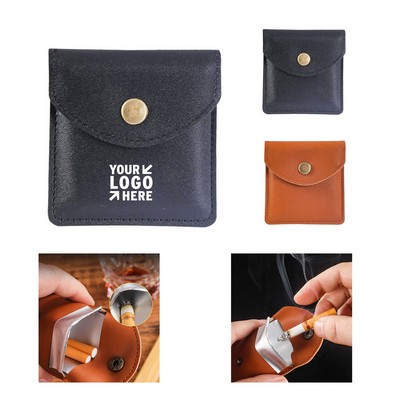 Portable PU Leather Ashtray Pouch