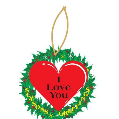 Heart Promotional Wreath Ornament w/ Black Back (12 Square Inch)
