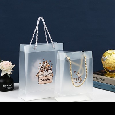 Frosted Transparent Cat-Themed Gift Bag with Twisted Handle