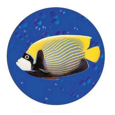 Tropical Fish Round Badge w/ Bar Pin (2 1/2" Diameter)