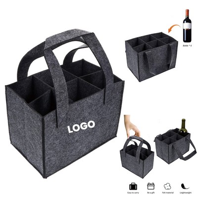 Premium 6-Bottle Wine Tote Felt Carrier