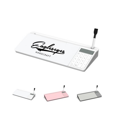 Glass Calculator Whiteboard Desk Organizer
