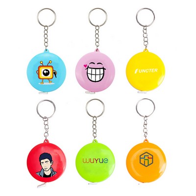Round Shape Handhold Tape Measure W/Keychain