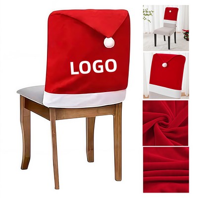 Santa Hat-shaped Velvet Chair Cover