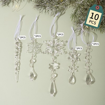 Christmas Acrylic Icicle Snowflake Decor 10pcs