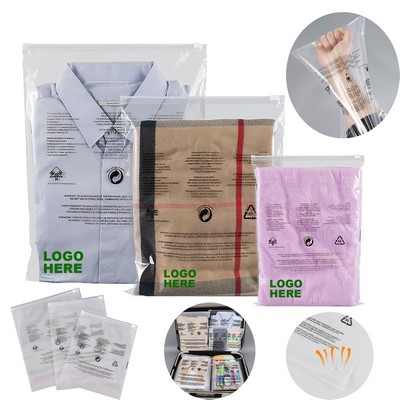Custom Apparel Packaging Clear Ziplock Poly Bags with Warning Print