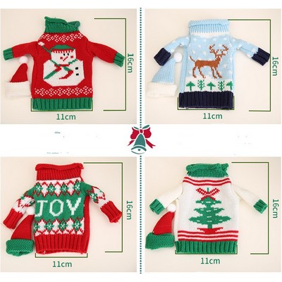 Christmas Knitted Sweater Wine Bottle Cover Red Wine Sleeve Bottle Decor