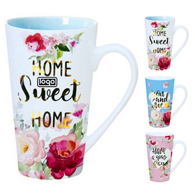 10oz Floral Ceramic Mug w/ Handle