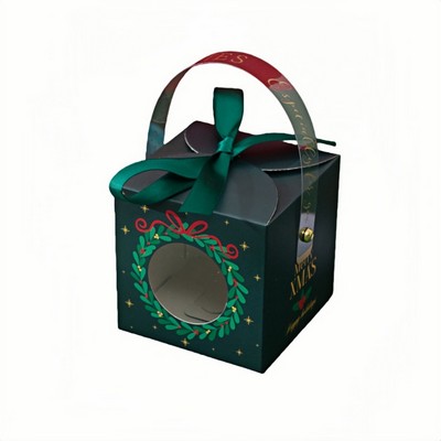 Laser Cut Christmas Apple Gift Box with Handle for Christmas Eve Candy and Treats
