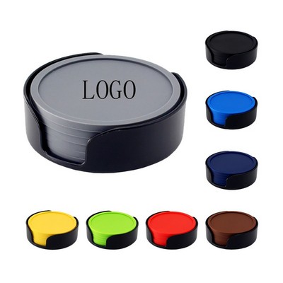 6-Piece Coaster Set With Plastic Holder: Round