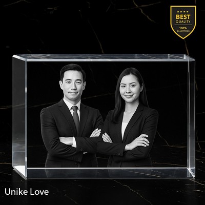 Corporate Gift 3D Laser Brick Photo Crystal – Horizontal Milestone Keepsake